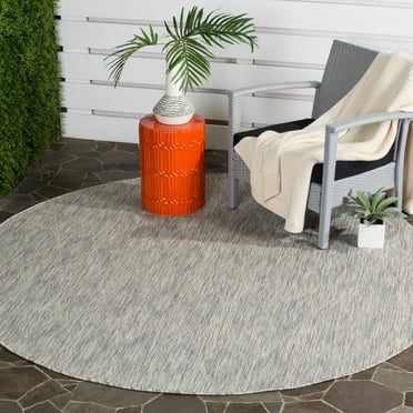SAFAVIEH Courtyard Teodor Geometric Indoor/Outdoor Area Rug, Grey/Grey, 9' x 9' Round