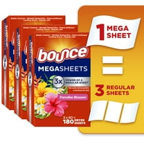 Bounce Mega Fabric Softener Dryer Sheets, Paradise Blossom Scent, 180 Count