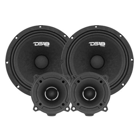 DS18 PRO-GM8.4PK 580 Watts Max 4 Ohm 8" Midrange Car Audio Speaker Package with Super Tweeters