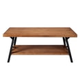 thumbnail image 3 of Zeeyh 43'' Metal Legs Rustic Coffee Table, Solid Wood Tabletop, 3 of 7