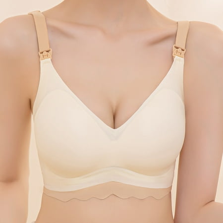 Nexjvus Nursing Bras for Breastfeeding Wirefree Front Open Front Open Button Maternity Bra Size M-3XL