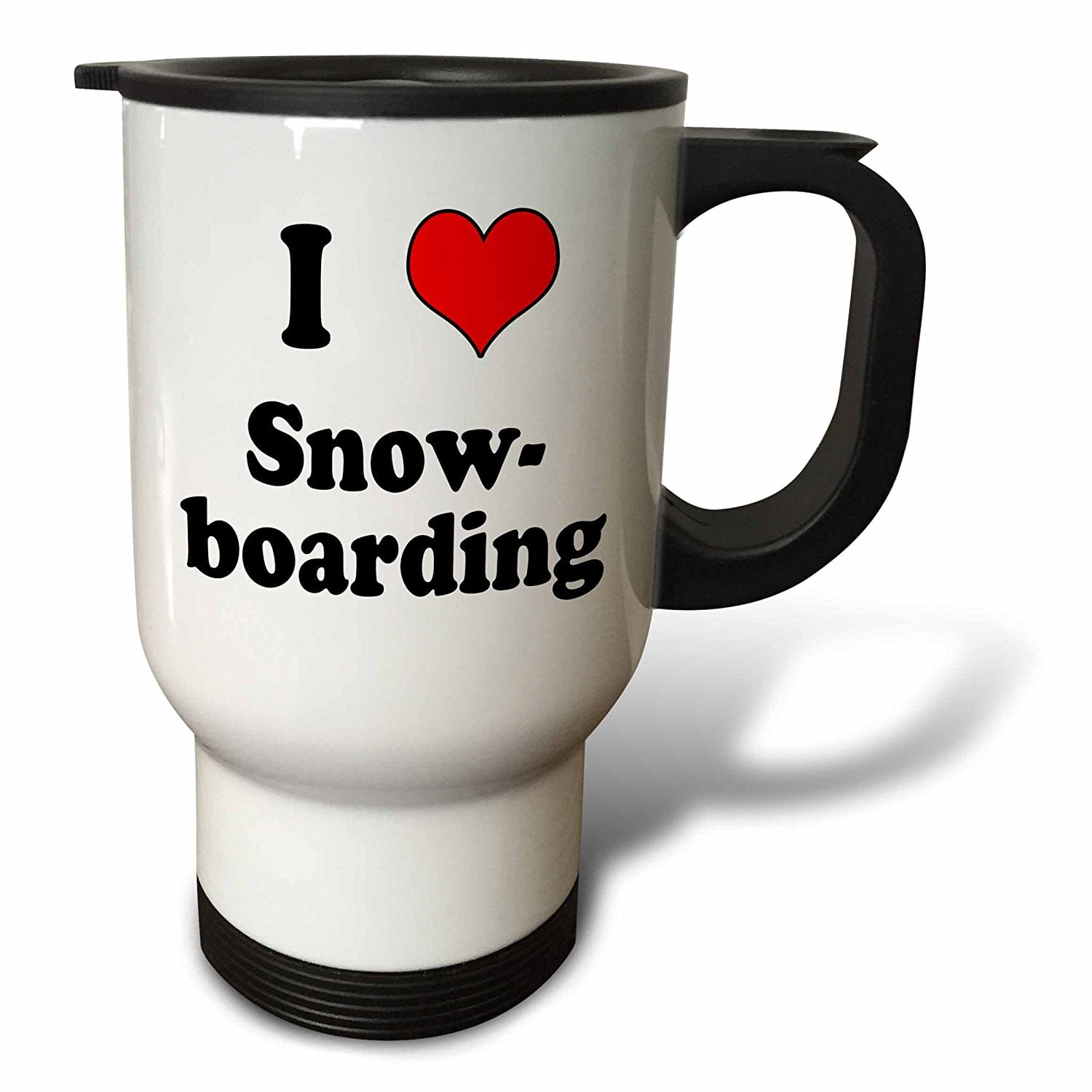 3dRose I love snowboarding. Heart., Travel Mug, 14oz, Stainless Steel by 3dRose