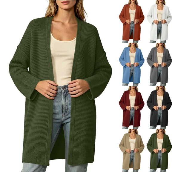 Open Front Knit Cardigan Sweaters for Women Oversized Loose Knit Sweater Jacket Long Sleeved Top