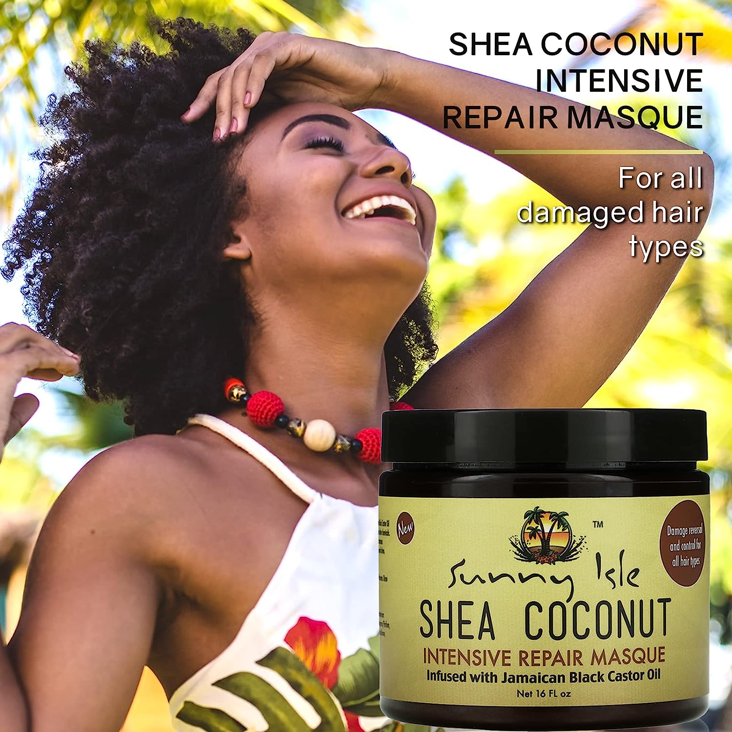 Sunny Isle Jamaican Black Castor Oil Shea Coconut Oil Intensive Repair Masque | Shea Castor Strengthening & Split End Repair - 16oz - image 2 of 7