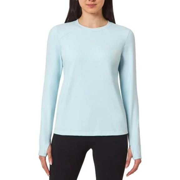 Mondetta Women's Long Sleeve Active Top with Thumb Holes (US, Alpha, XS, Regular, Regular, Nantucket Breeze Blue