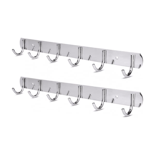 Gancho Perchero Set 2 Perchero Pared Acero Inox 6 Ganchos.