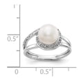 thumbnail image 5 of Solid 14k White Gold 7.5mm Freshwater Cultured Pearl VS Diamond Ring Band Size 8 (.088 cttw.), 5 of 6
