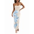 thumbnail image 2 of Women Summer Casual Floral Dresses Spaghetti Strap Bodycon Maxi Beach Dress Apricot Color M, 2 of 7