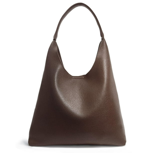 Bolso Hobo HOXIS de piel vegana suave para mujer, color café