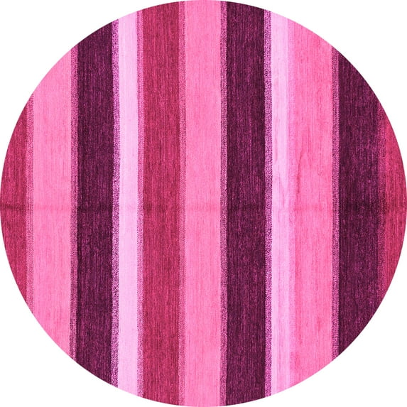 Ahgly Company Indoor Round Abstract Pink Modern Area Rugs, 6' Round