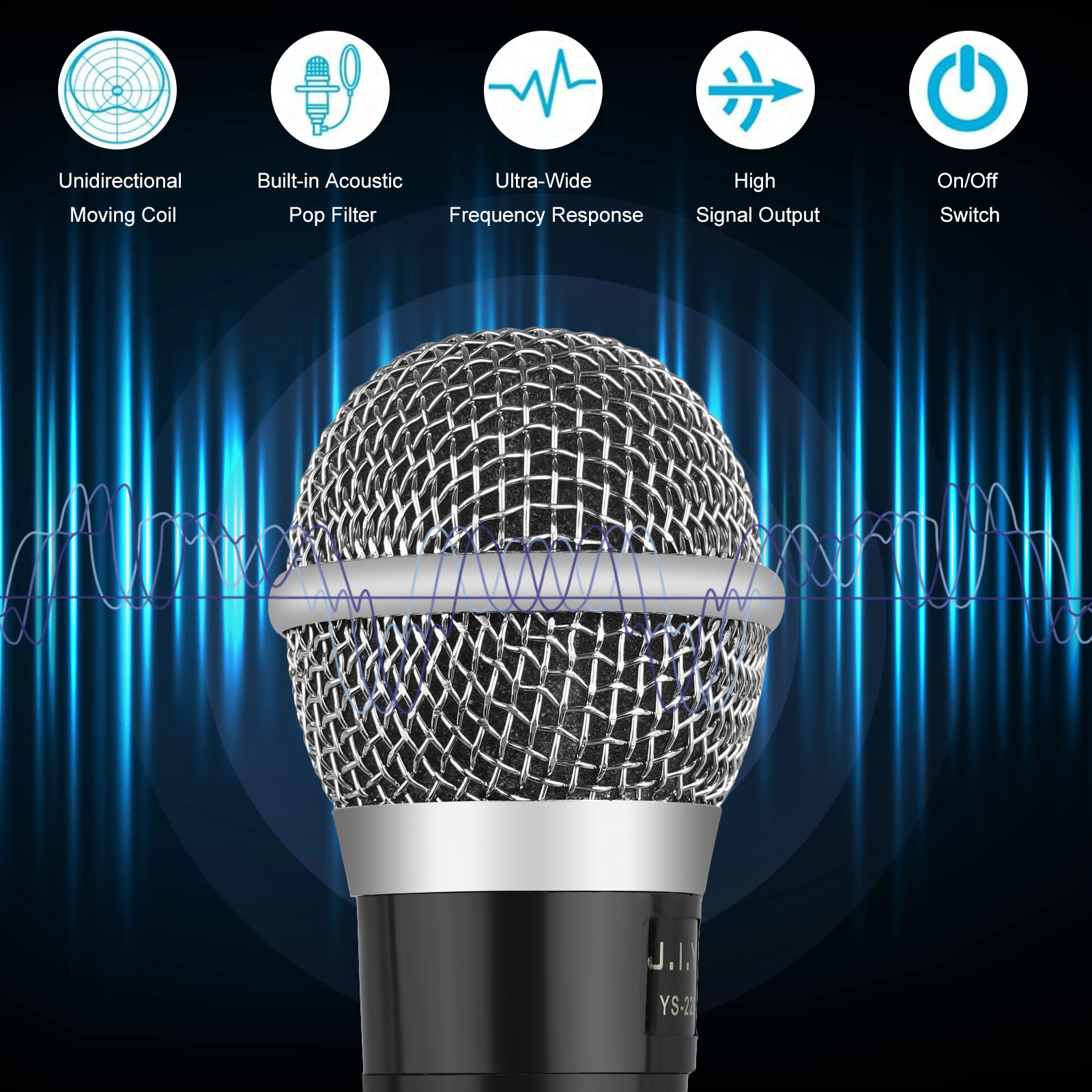 TSV Wired Dynamic Microphone, Professional Handheld Cardioid Microphone, Portable Dynamic Mic With 6.35mm 10 ft XLR Cable for Karaoke Machine/Speaker/Amp/Mixer for Karaoke Singing, Speech, Wedding - image 2 of 12