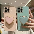 thumbnail image 3 of compatible iPhone 12 Electroplating Love Heart Holder TPU Phone Case Cheap and fine, 3 of 5