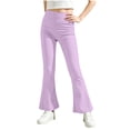 thumbnail image 2 of Kids Yoga Pants, Elastic Waist Casual Leggings For Medium & Large Sizes, Soft Activewear For Girls Purple 3-4 Years, 2 of 5