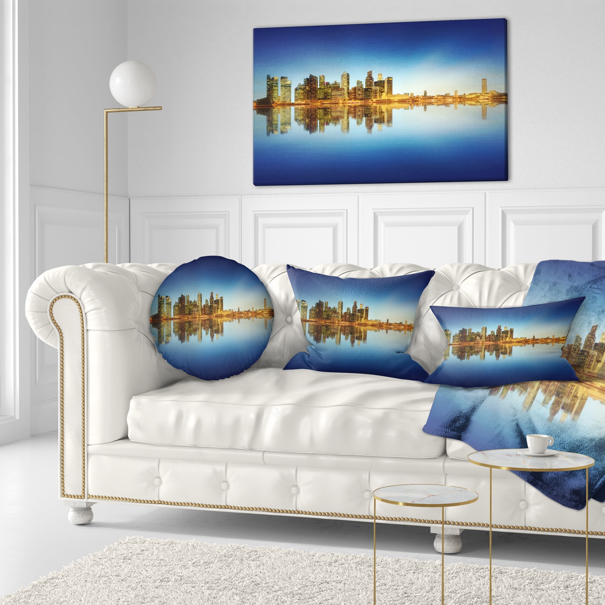 Designart Calm Singapore Skyline - Cityscape Photography Throw Pillow - 12x20