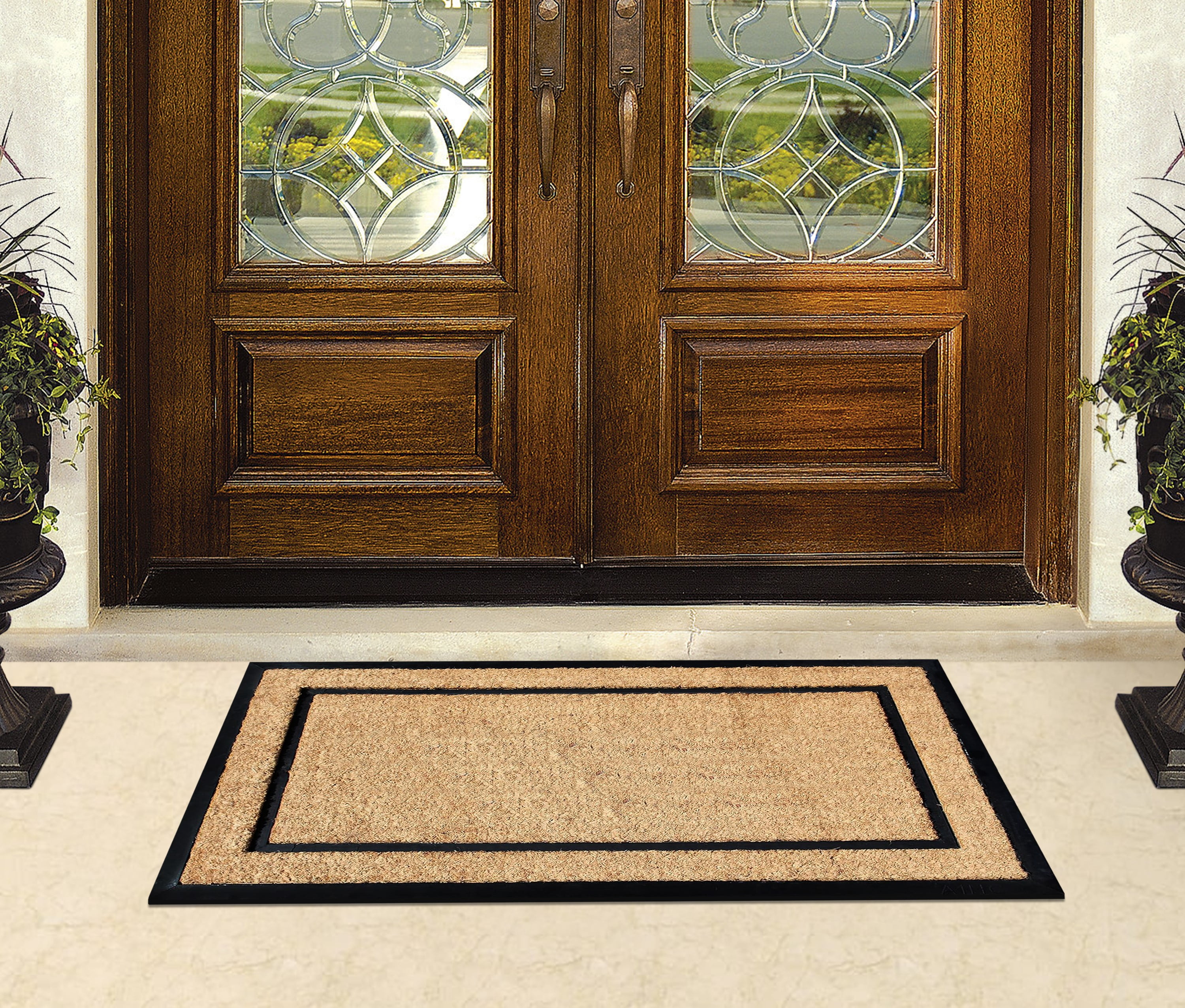 A1HC Entrance Coir and Rubber Door Mat, 24” x 48”, Durable Large Outdoor Rug, Non-Slip Welcome Doormat, Low-Profile Heavy Duty for Front Door Mats