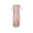 thumbnail image 4 of BLISSFUL STEP Women's Ankle Boots Faux Suede Lace Up Pointed Toe Stiletto Heel Ankle Booties Dust Pink 7, 4 of 8