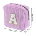 thumbnail image 2 of Unique Bargains 1 Pc Letter A Pattern Makeup Bag for Travel Pink Purple Corduroy, 2 of 6