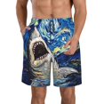 thumbnail image 1 of Balery Vintage Starry Sky Shark Traje de Baño Estilo Hawaiano para Hombre, Shorts de Secado Rápido con Bolsillos-Medium, 1 of 6