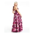 thumbnail image 2 of CITY STUDIO Womens Burgundy Floral Sleeveless Halter Full-Length  Fit + Flare Prom Dress Juniors 1, 2 of 4