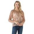 thumbnail image 5 of PrettyGuide Women's Sequin Blouse See Through Party Tops Beaded Sparkly Shirts Rose Gold, Medium, 5 of 6