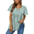 thumbnail image 2 of Drses Womens Summer Tops Women's Casual V-neck Gradient Printed Short Sleeved Top Tops for Women Trendy, 2 of 5