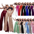thumbnail image 2 of BUYISI Women Wide Leg Pants Long Solid Bright Beaded Casual Trousers Loose Club Wear White S, 2 of 9