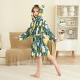 thumbnail image 4 of FORMRS Niños Bathrobe Unisex Hooded Robe Soft Plush Pajamas Sleepwear, Size 10-12T, Green Lemon Leaves, 4 of 7