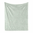 thumbnail image 1 of Abstract Soft Flannel Fleece Throw Blanket, Vintage Ornamental Formations of Small and Long Shapes Oriental Feels, Cozy Plush for Indoor and Outdoor Use, 60" x 80", Seafoam and Eggshell, by Ambesonne, 1 of 5