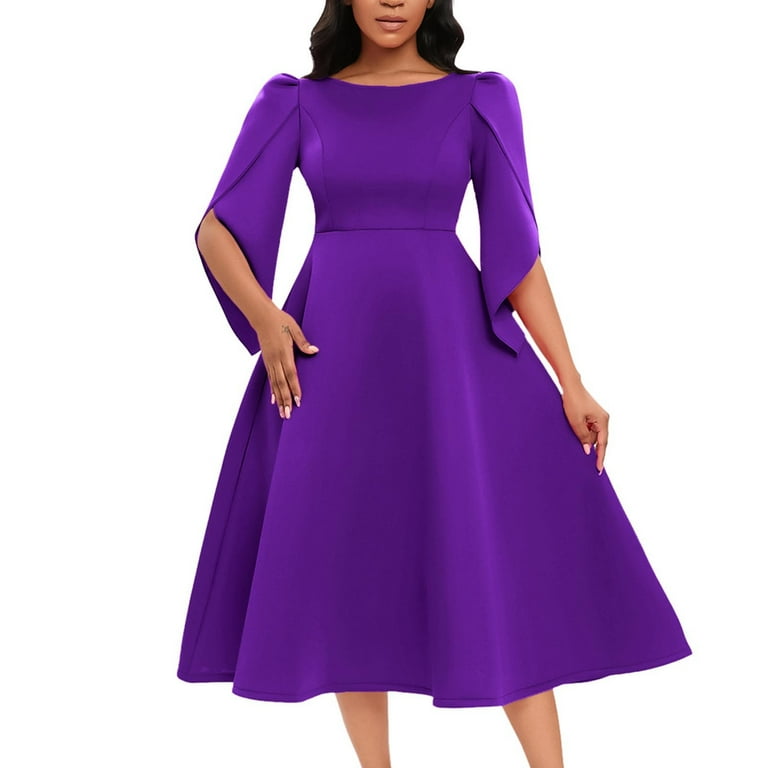 Elainilye Fashion Wedding Guest Dresses for Women Versatile Retraction Solid Split Waist Wrapped Large Hem Long Dress,Purple - Walmart.com Elainilye Fashion Wedding Guest Dresses for Women Versatile Retraction Solid Split Waist Wrapped Large Hem Long Dress,Purple - Walmart.com