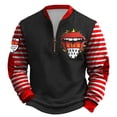 thumbnail image 3 of Ceisia Men's Carnival Red Lip Jester Print Half-Zip Long Sleeve Sweatshirt Black Red White Stripe Gifts, 3 of 3