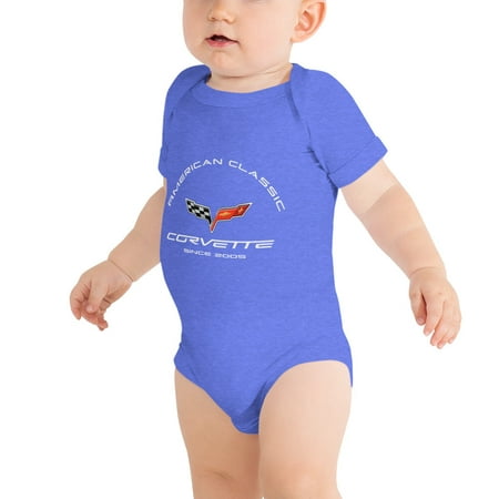

SUNBELTGIFTS C6 Corvette Baby short sleeve snap bottom One Piece perfect for the youngest fanBaby short sleeve one piece