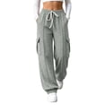 thumbnail image 2 of Jsaierl Cargo Joggers for Women Athletic Baggy Elastic Waist Pants Bottoms Loose Fit Drawstring Work Sweatpants with Pockets, 2 of 3