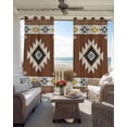 thumbnail image 4 of Southwest Blackout Curtains 54 Inches Long for Bedroom,Western Brown Yellow Geometric Abstract Art Wooden Thermal Insulated Room Darkening Black Out Window Curtain Grommet Living Room Curtains, 4 of 8