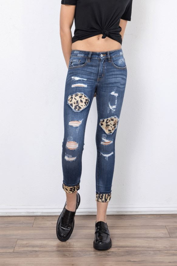 Kancan Womens Vienna Super Skinny Jeans with Leopard Bahrain