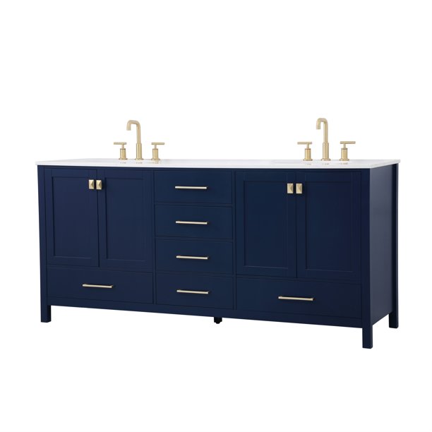 72 inch Double Bathroom Vanity in Blue