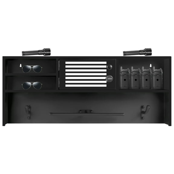 Police Gear Rack with Hooks,  Tactical Duty Gear Rack Decor with Password Lock Safe, Police Gear Stand Wall-Mounted