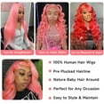 thumbnail image 5 of Pink Lace Front Wig Human Hair 28 inch Pre Colored Body Wave Lace Front Wigs Human Hair 180% Density Glueless Wigs Human Hair Pre Plucked with Baby Hair 13x4 HD Transparent Lace Pink Wigs for Women, 5 of 7