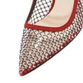 thumbnail image 5 of FSJ Women Pointed Toe Rhinestone Mesh Pumps Single Band Chain Chunky High Heels Elegant Prom Party Evening Shoes Size 8 Red, 5 of 5
