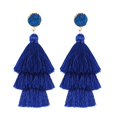 thumbnail image 1 of Boucles d'Oreilles à Pompon Colorées pour Femmes - Boucles d'Oreilles à Pompon Superposées, Bleu C01, 1 of 2