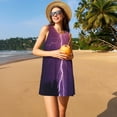 thumbnail image 3 of Wukai Robe Sans Manches pour Femmes Imprimé Orage Violet, Robe Décontractée Ample pour Femmes, Robe d'Été Confortable Sans Manches, 3 of 7