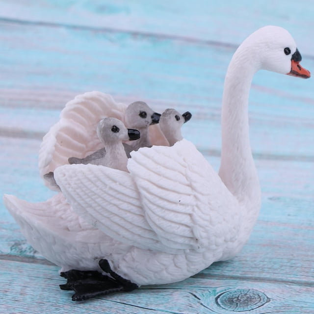 Cisne con Bebés Jardín de Hadas Paisaje Hogar Jardín Decoración Pntas Macetas Artesanía Decoración Hugo Figuras de animales silvestres en miniatura