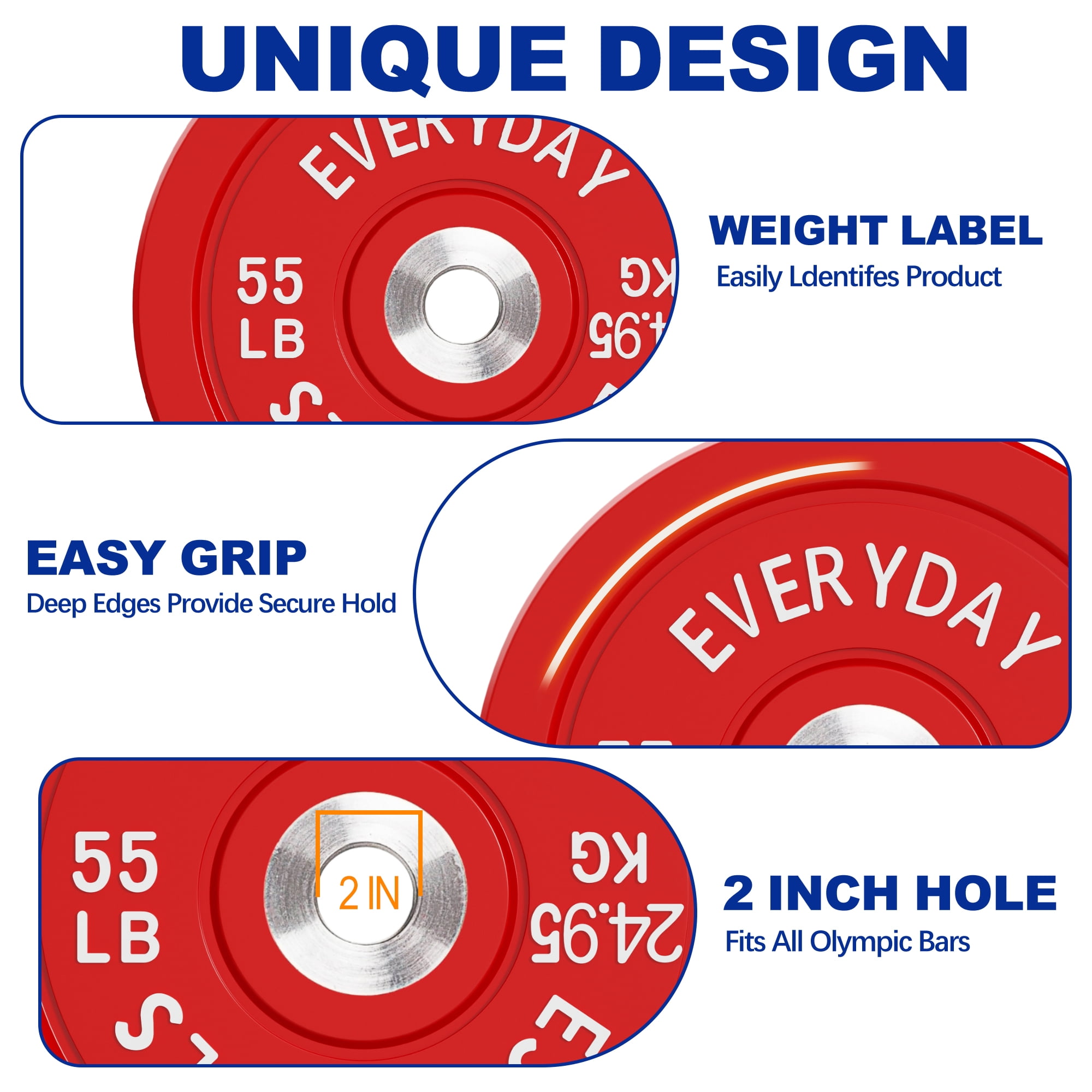 BalanceFrom Olympic Bumper Plate Weight Plate with Steel Hub, Color Coded, 55 lbs Single