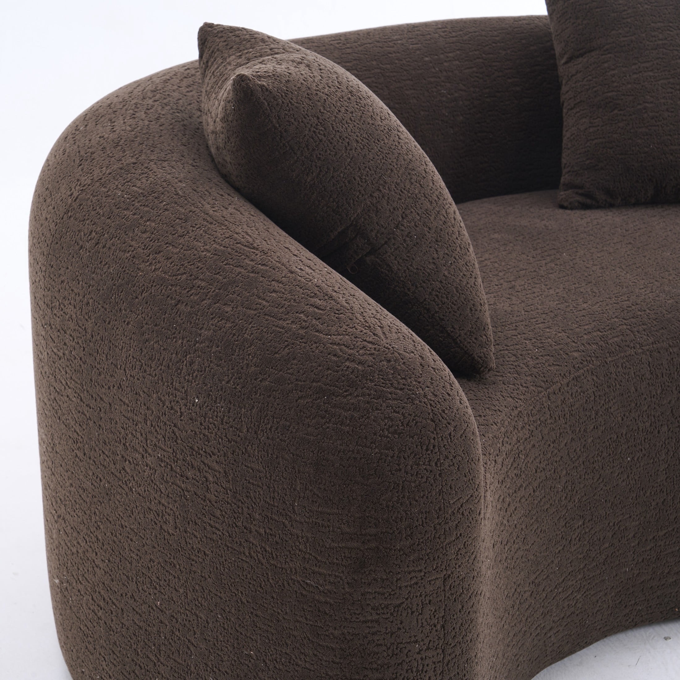 Noble House Norlyn 66.9" S-Curved Loveseat Sofa, Chenille Compression Modular Couch, Living Room, Small Space, Brown