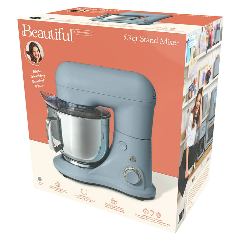 Beautiful 5.3Qt Capacity Lightweight & Powerful Tilt-Head Stand Mixer, White Icing by Drew Barrymore