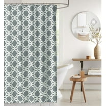 Serafina Home Gray And White Geometric Shower Curtain for Bathroom 72"L x 70"W