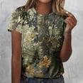 thumbnail image 2 of Tops Y Blusas de las Mujeres Estampadas Cuello Redondo Manga Corta, Poliéster Casual Top para Diario, Fiesta Y Todas las Estaciones, 2 of 5
