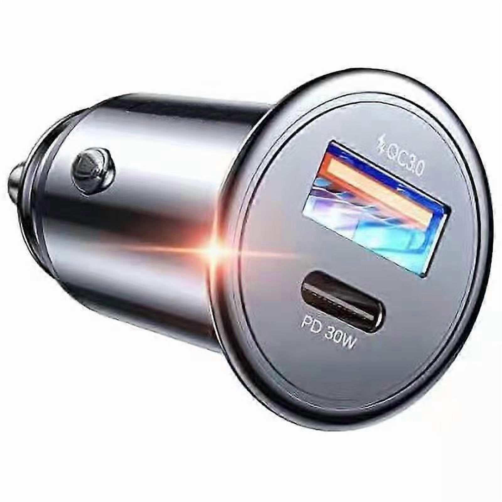 USB C Car Charger Adapter 48W, Car Charger Fast Charging, PD 30W & QC 3.0 USB Car Charger [Flush Fit & All Metal], Compatible with All Smartphone_Perfect Gift