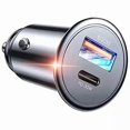 thumbnail image 1 of USB C Car Charger Adapter 48W, Car Charger Fast Charging, PD 30W & QC 3.0 USB Car Charger [Flush Fit & All Metal], Compatible with All Smartphone_Perfect Gift, 1 of 4