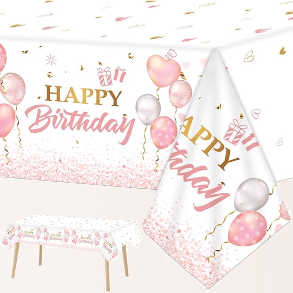 Pink Rose Gold Tablecloth for Birthday Decoration Plastic Disposable Party Table Covers for Rectangle Tables Party Favors