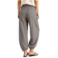 thumbnail image 6 of VBVC Women's Cotton Linen Harem Joggers Pants , Baggy Drawstring Boho Trousers For Women , Ladies' Summer Beach Pants with Pockets, S-2XL, 6 of 6